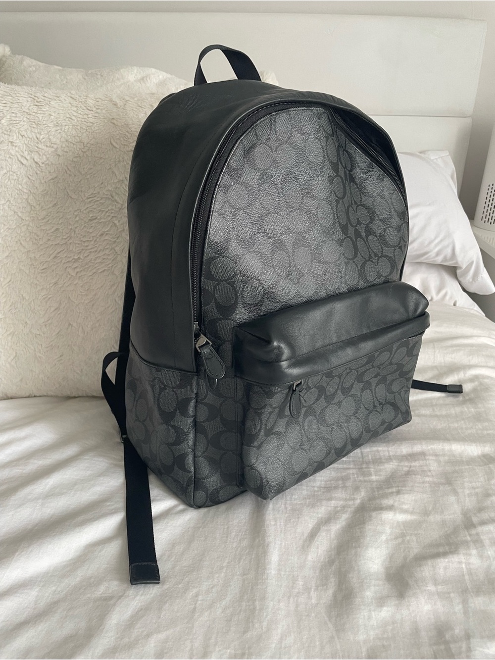 Coach Signature Backpack Leather Daypack in Black and Dark Gray - Picture 4 of 10
